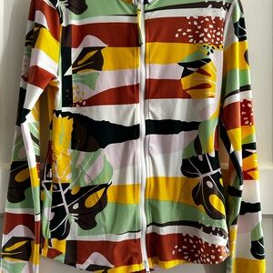 Carve Designs Multicolor Striped Tropical Zip Jacket
